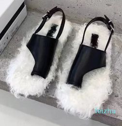 Wool Thick Sole Sandals Women Clip Toe Spring Shoes All-match Flat Shoes Street Shot Catwalk Gladiator Sandalias