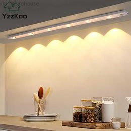 LED Night Light Kitchen Under Cabinet Light 17/30/60cm Rechargeable PIR Motion Sensor Closet Wardrobe Lamp Aluminum Night Light HKD230824