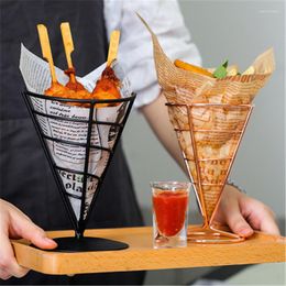 Plates Fried Chicken Fries Rack Cone Stainless Steel Display Snack Durable TablewareRestaurant Creative Kitchen Accessories