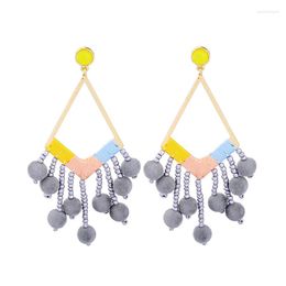 Dangle Earrings Colorful Pompon Ball Big For Women Ethnic Bohemian Chandelier Long Fashion Ear Jewelry Brincos