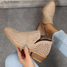 Boots Women 2022 Pointed for Low Heel Ankle Handmade Spring Autumn Women's Shoes T230824 166 's