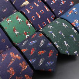 Neck Ties High Quality Cotton Handmade Tie For Men Cartoon Blue Green Necktie Wedding Business Suits Skinny Gravatas Accessories 230824