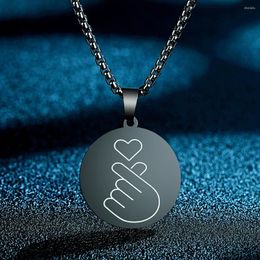 Pendant Necklaces Todorova Trendy Stainless Steel Korean Finger Heart Necklace For Women Men Charm KPOP Jewelry Gift Bijoux