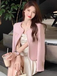Women's Wool Blends Luxury French Elegant Small Fragrance Woollen Coat For Women Autumn Winter Korean Fashon Sweet Tweed Jacket Casual Outerwear 230824
