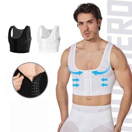 Waist Tummy Shaper Men Gynecomastia Shaper Vest Firm Girdles Hook Corrector Compression Shirt Slimming Chest Control Boobs Shapewear Corset Tops 230824