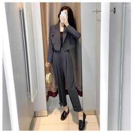 Women's Two Piece Pants Women Outfits Spring Autumn Hepburn Professional Wear High Waist Short Suit Coat Matching Casual Sets