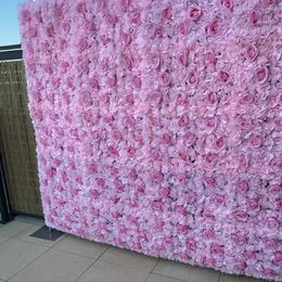 Flores decorativas rosa flor parede para decoração de casamento fundo branco painéis artificiais chá de bebê decoração de natal pano de fundo