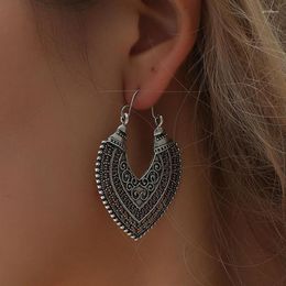 Dangle Earrings Ethnic Vintage Jewellery Earring Carving Hollow Gypsy Heart For Women Steampunk Pendientes Mujer Brincos