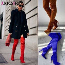 Parti Seksi Sonbahar Bahar Diz Kadın İnce Yüksek Topuklu Flack İnce Uyluk Botları Kadın Moda Olgun Koğa Ayakkabı 83d6