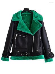 Women's Trench Coats Winter Fur Coat Women Thick Leather Sheepskin Jacket Female Shearling Bomber Woo Locomotive Outwear