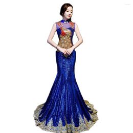 Ethnic Clothing Chinese Traditional Women's Evening Banquet Cheongsam Dress Luxury Backless Long Qipao Party Gowns