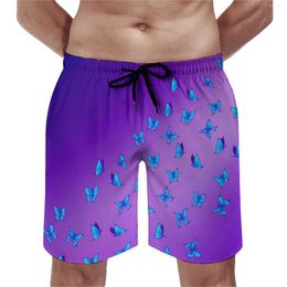 Men's Shorts Butterfly Print Board Blue Purple Vintage Beach Short Pants Males Custom Running Surf Fast Dry Swim Trunks Gift Idea