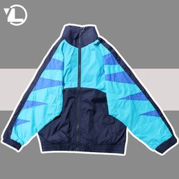 Mens Jackets Retro Patchwork Jacket Men High Quality Casual Sport Loose Colour Block Windbreaker Skateboard College Hip Hop Bomber Coat 230824
