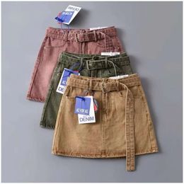 Wholesale Summer Skirts With A Belt Retro High Waist Denim Skirt Womens Slim Anti Exposure