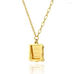 Chains Take Your Memory Square Pendant Necklace High Polished Gold Colour Plating Stainless Steel Stamp Fashion Jewellery Bijoux