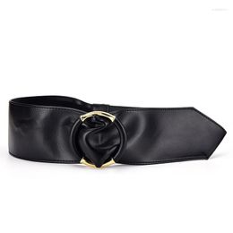 Belts Autumn And Winter Circle Buckle Wide Belt Women's Fashion Versatile Decorative Dress Coat Black Retro Waist Seal