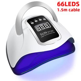 Nail Dryers 66LEDs UV LED Lamp For Drying Gel Polish With 15M Cable Light Nails Wave Manicure Machine Art Salon 230825