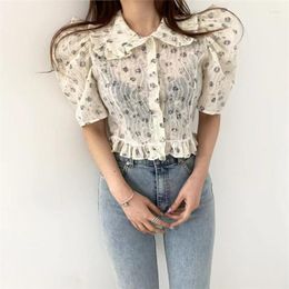 Women's Blouses Retro Art Girl Elegant Three-dimensional Puff Sleeve Doll Collar Shirt