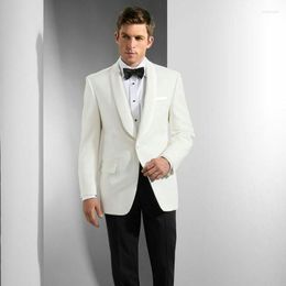 Men's Suits Ivory Groom Tuxedo Men Wedding Man Blazer 2Piece Trajes De Hombre Outfits Costume Homme Attires Terno Masculino