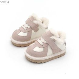 Boots 2023 New Winter Baby Snow Boots Unisex Leather Boys Shoes Warm Plush Girls Sneakers Outdoor Fashion Toddler Kids Shoes L0825