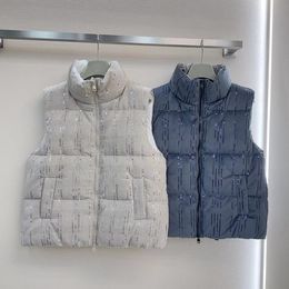 Женская куртка, европейская модная брендовая осенне-зимняя новейшая классическая вышивка с блестками, пуховый жилет