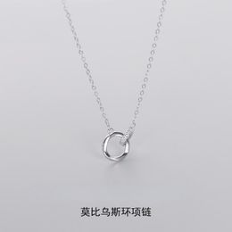 Chains Sterling Silver Mobius Ring Necklace For Women's Summer Light Luxury Small Crowd Clavicle Chain Fashion Neckchain