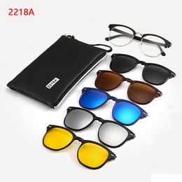 Sunglasses Costom 51 Suit Fashion Clip On Yellow Sunglasses Women Frames Magnetic Eyeglasses Men Glasses 6 In 1 Transparent Lens 230825