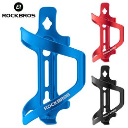 Water Bottles Cages ROCKBROS Ultralight Aluminium Alloy Bicycle Bottle Cage 600/750ml Cycling Water Bottle MTB Road Cup Bracket Bike Accessories 230824