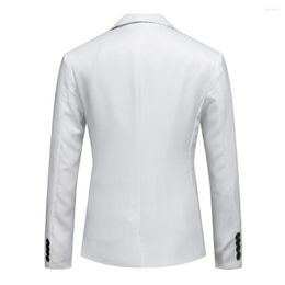 Men's Suits Unique Texture Elegant Slim Fit Lapel Suit Coat With Pockets For Business Wedding Party Black White Stitching Spring Fall
