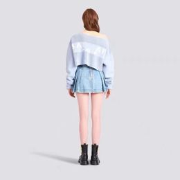 Women's Sweaters Paris Designer Womens Knits Shirts Embroidery Comfortable Knitting Pullover High Quality Sexy Shoulder Drop Sweater Loose Plus Size Short Sweater