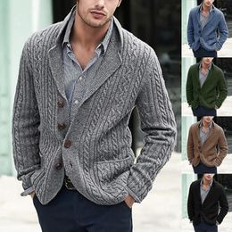 Men's Sweaters Fashion Men Knitted Cardigan Coat Casual Long Sleeve Single Breasted Shawl V-Neck Elegant Male's Clothing