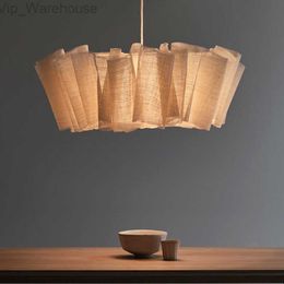 Japanese Wabi-sabi Style Fabric Pendant Lamp Restaurant Clothing Store Decorative Hang Lights Vintage Hand-woven Chandeliers HKD230825
