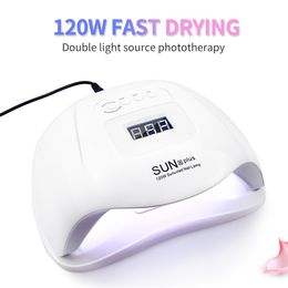 Nail Dryers 120W Two Hand LED Lamp dryer Curing All Gels For Manicure Pecicure 10306099s Timing Mode LCD Display Motion Sensing 230825