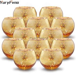 YuryFvna 6/12 Pcs Mercury Glass Candle Holders Votive Tealight Candlestick Wedding Centrepieces Parties Home Decoration Gift HKD230825