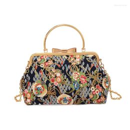 Evening Bags Embroidery Floral Clutch Crossbody Bag Sholder Vintage Handbag