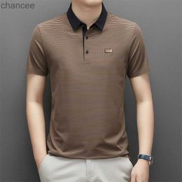 2023 Summer Men's Black Stripe Short Sleeve Fashion Formal Casual Polo Button Pullover Office Lady T-shirt England Style Tops HKD230825