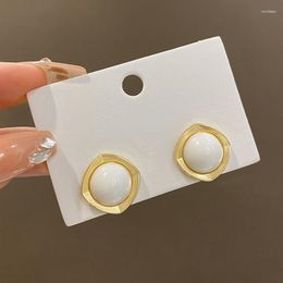 Stud Earrings Vintage White Resin For Women Girls Korean Retro Geometric Wedding Party Fashion Jewellery Accessories Gift