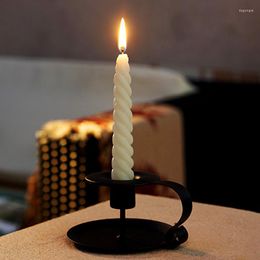 Candle Holders 1PC European Style Vintage Base Simple Matte Black Iron Candlestick Holder Home Decoration