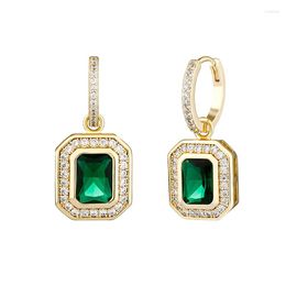 Hoop Earrings Arrival Hip Hop Drop Women Bling Iced Out Big CZ 18K Gold Plated Lady Luxury Square Zircon Fashion Jewellery