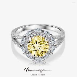 Cluster Rings Vinregem Real 925 Sterling Silver Crushed White Pink Yellow Sapphire Synthetic Moissanite Ring For Women Gift Drop