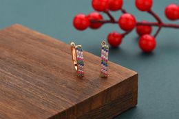 Dangle Earrings Square Colorful Stones Drop Women Luxury 585 Rose Gold Color Fashion Innovative Wedding Jewelry