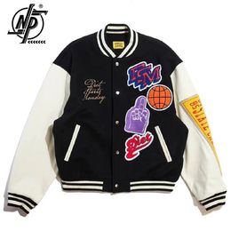 Men's Jackets High-Quality Hip Hop Varsity Jackets Men Women Letter Embroidery Flocking Bomber Jacket Harajuku Coats Baseball Outwear 230824