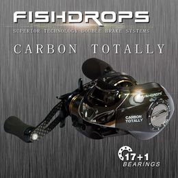 Fly Fishing Reels2 Fishdrops Reels Baitcasting Reel Left Hand Right Full Carbon Fiber Body Dual Brake System Gear Ratio 72 1 230825