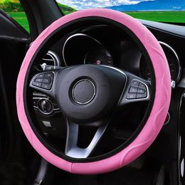 Steering Wheel Covers No Inner Ring Fibre Leather Embossed Corrugated Elastic Cover Accessories For Vehicles Auto Interior Accessory