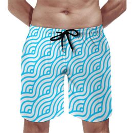 Men's Shorts Summer Gym Seigaiha Blue Running Japanese Wave Circle Printed Beach Short Pants Funny Fast Dry Swimming Trunks Plus Size