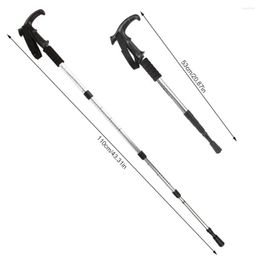 Trekking Poles Walking Stick Non-slip Hiking Cane 4-section Aluminium Alloy Pole Silver