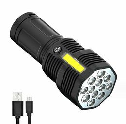 Portable 3 Light Modes Flashlight Bright USB LED Rechargeable torch Work Light Tactical Pocket Flashlights Waterproof Camping Flashlight Lamp