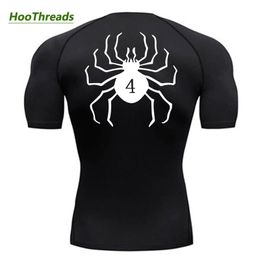 Men's T-Shirts Spider Print Compression Shirts for Men Gym Workout Fitness Undershirts Short Sleeve Quick Dry Athletic T-Shirt Tops Sportswear 230825