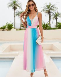 Casual Dresses IDress Sexy High Waist Beach Woman Chiffon Tie Dye Summer Bohemian Birthday Party Dress Prom Evening Vestidos