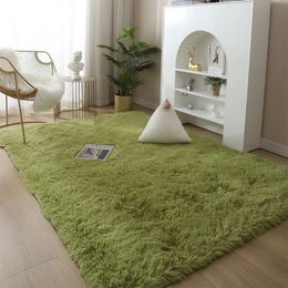 Carpets Green Carpet Tie Dyeing Plush Soft For Living Room Bedroom Anti slip Floor Mats Water Absorption Rugs 230824